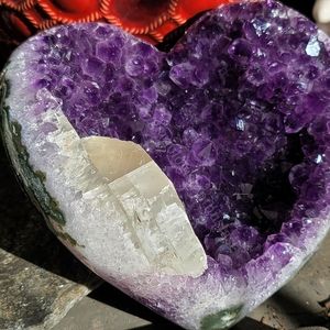 Amythest calcite heart